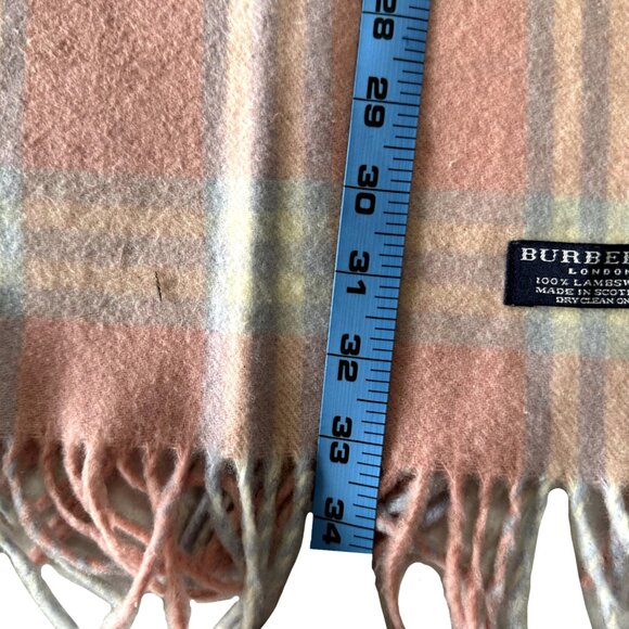 Burberry Authentic Scarf Peach 100% Lambswool Unisex Scarf Made In England - Picture 6 of 7